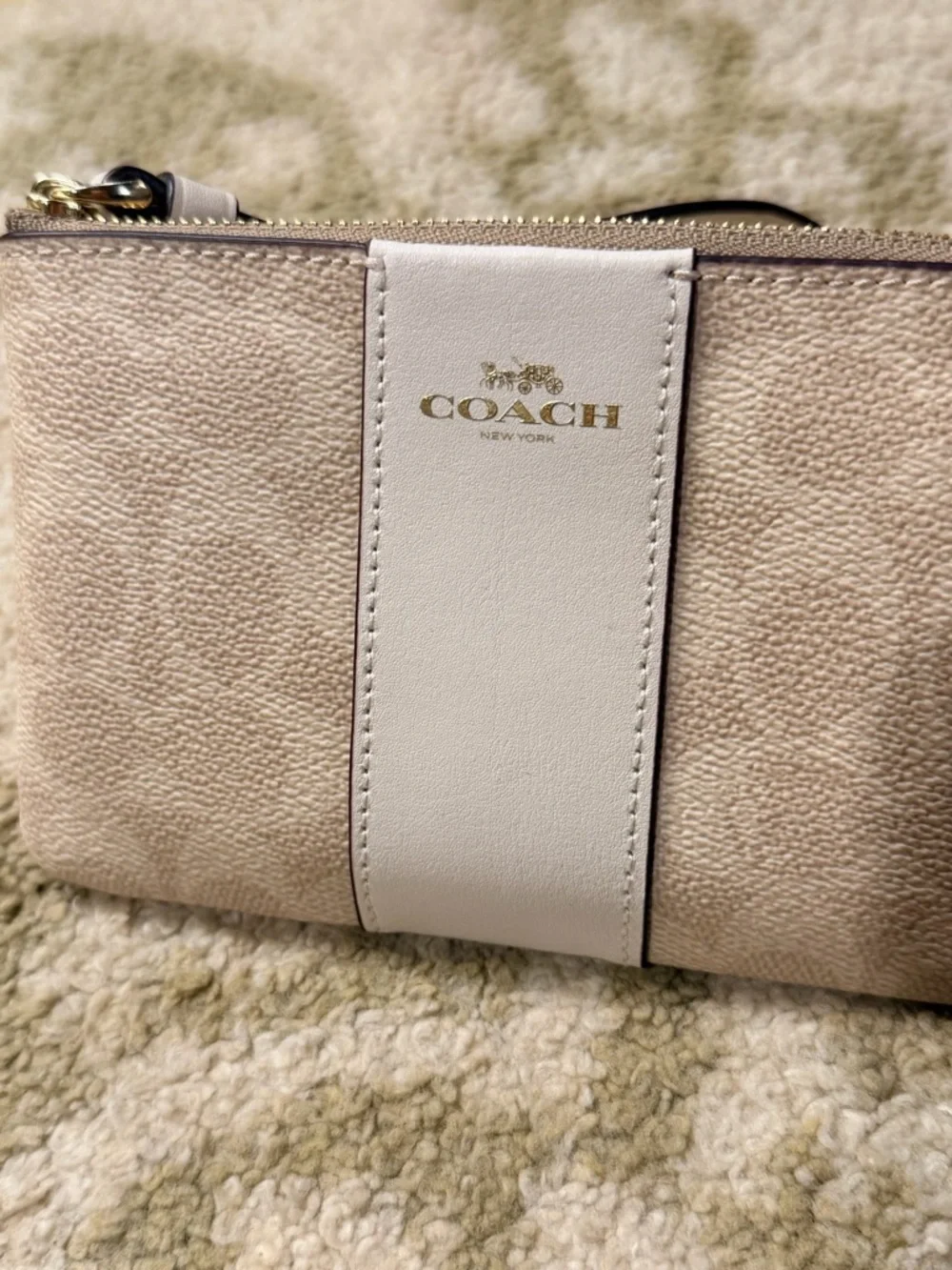 Corner Zip Wristlet Signature Canvas With Stripe